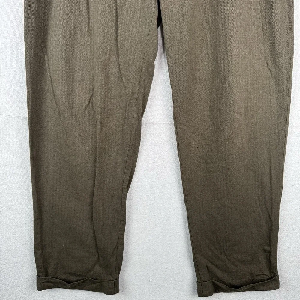 Vtg Polo Ralph Lauren Fits 36x32 Tan Herringbone Pleated Cuffed Dress Pants
